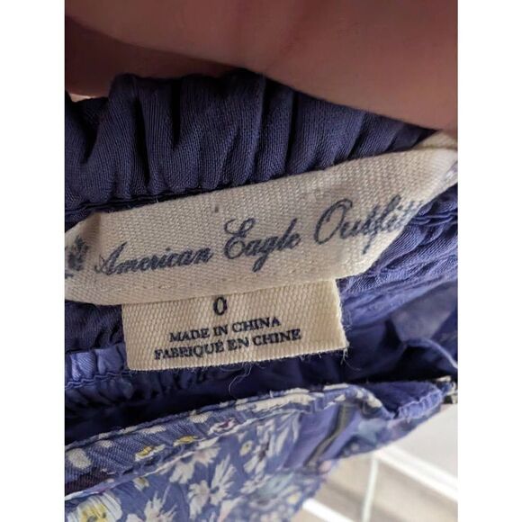 American Eagle Outfitters Ruffle Tiered Sun Dress Purple Floral Chiffon Smocked - Picture 4 of 5